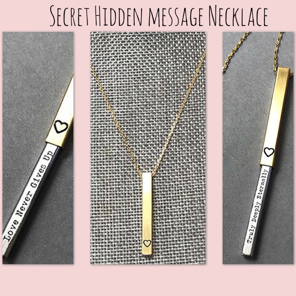 Secret Inspirational Message Bar Necklace, NWT